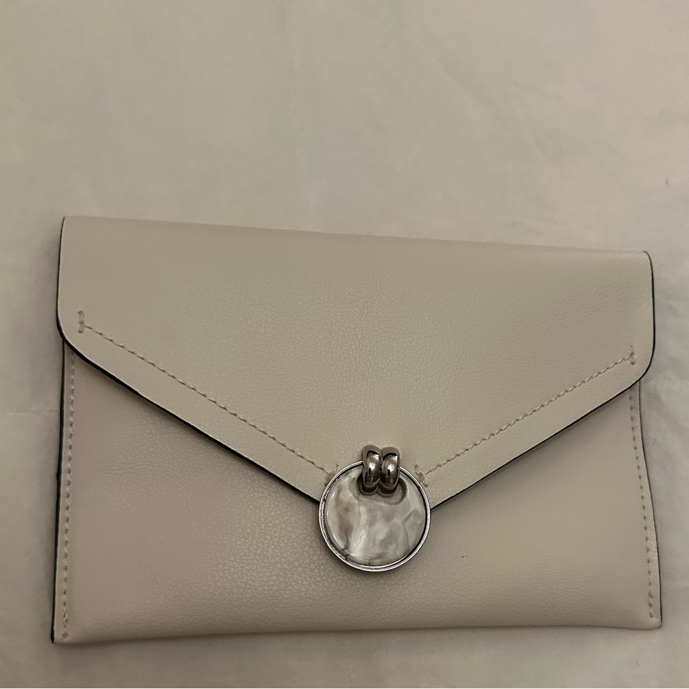 ZARA envelope clutch with marble clasp white